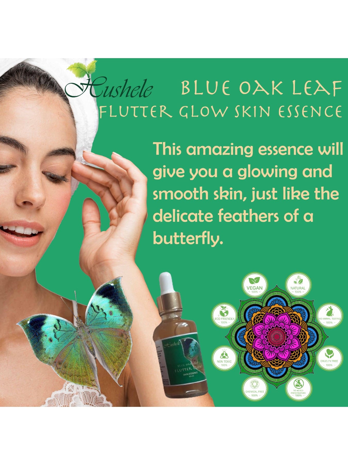 Hushele Blue Oak Leaf Flutter Glow Skin Essence 50ml 2-Photoroom