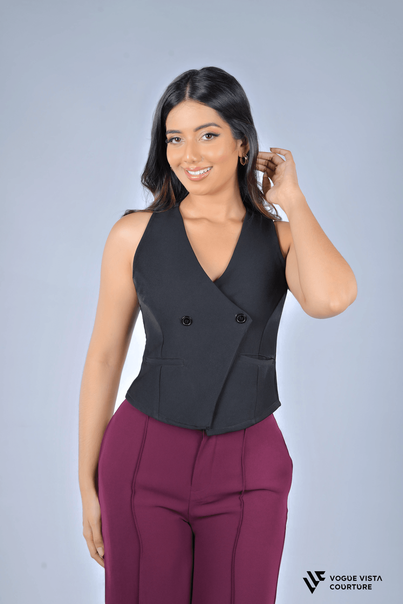 Double-Breasted Office Vest (Black)