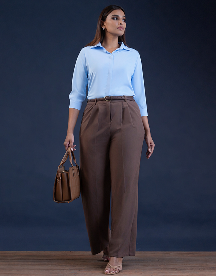 3/4 Sleeve Hidden Placket Shirt Blouse
