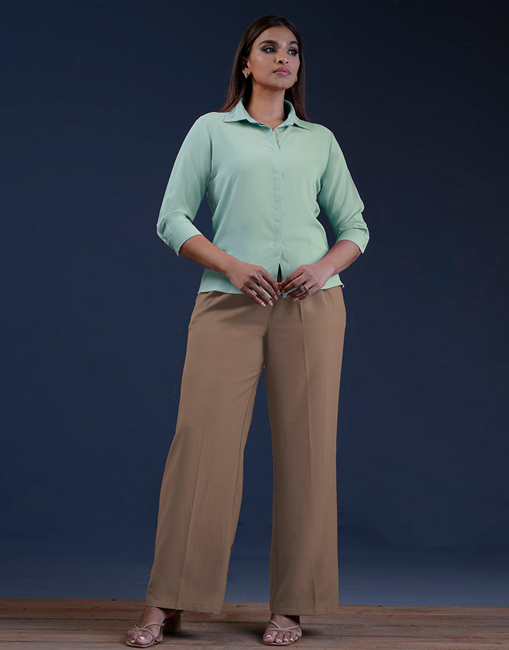 3/4 Sleeve Hidden Placket Shirt Blouse