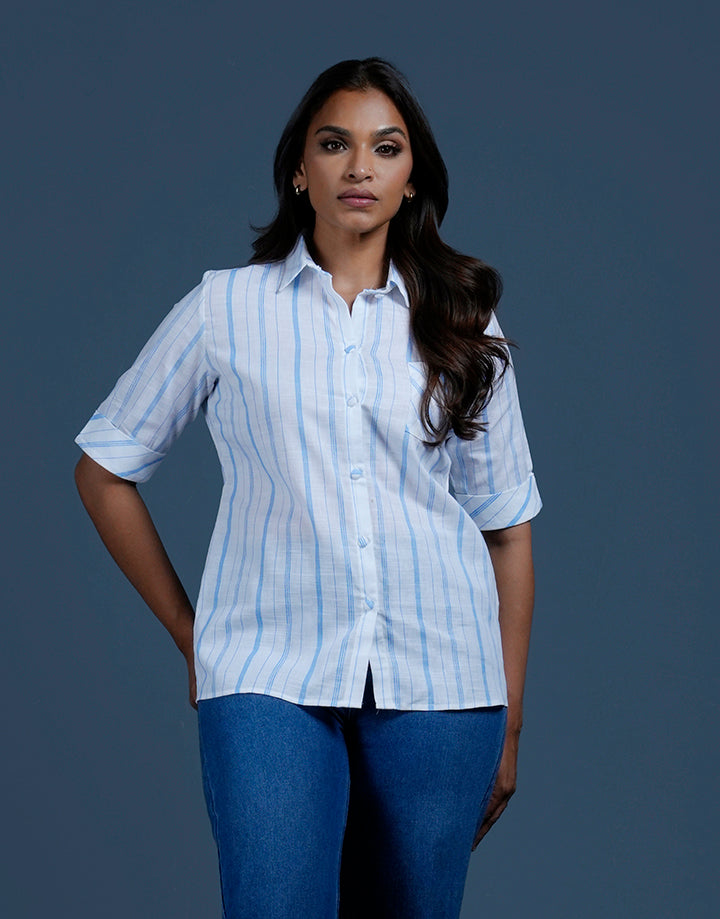 Button Down Blouse with Pocket