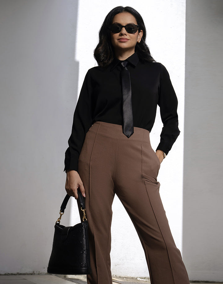 Button Down Blouse with Standard Collar