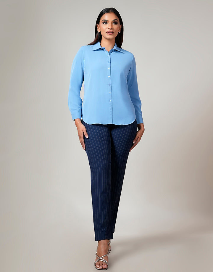 Button Down Blouse with Standard Collar