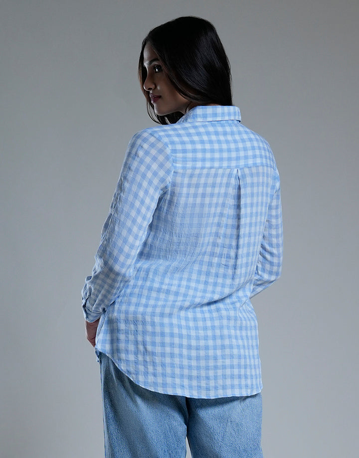 Checked Long Sleeve Blouse