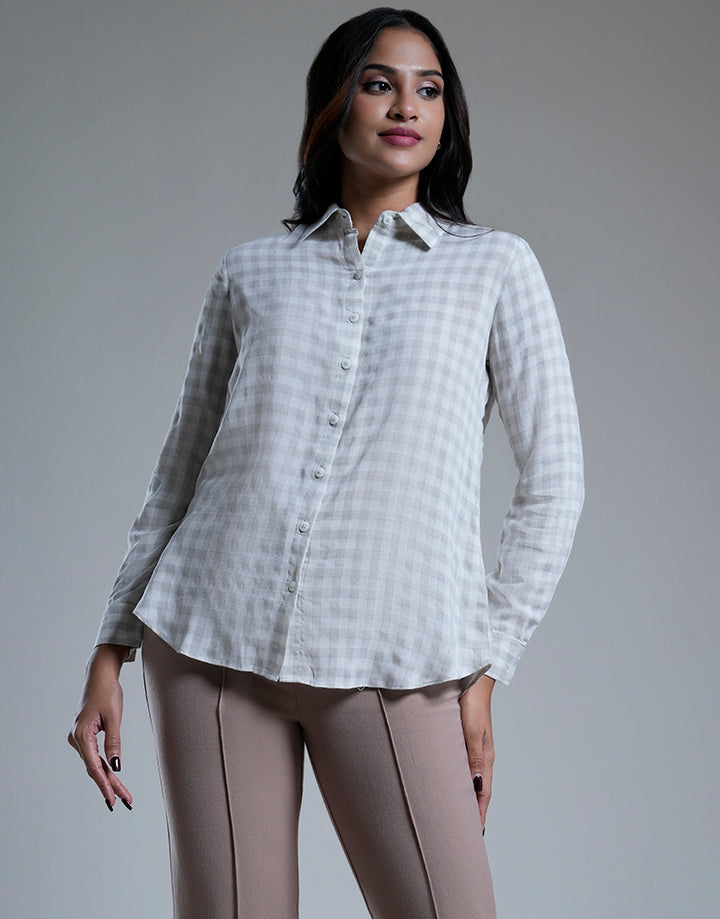 Checked Long Sleeve Blouse
