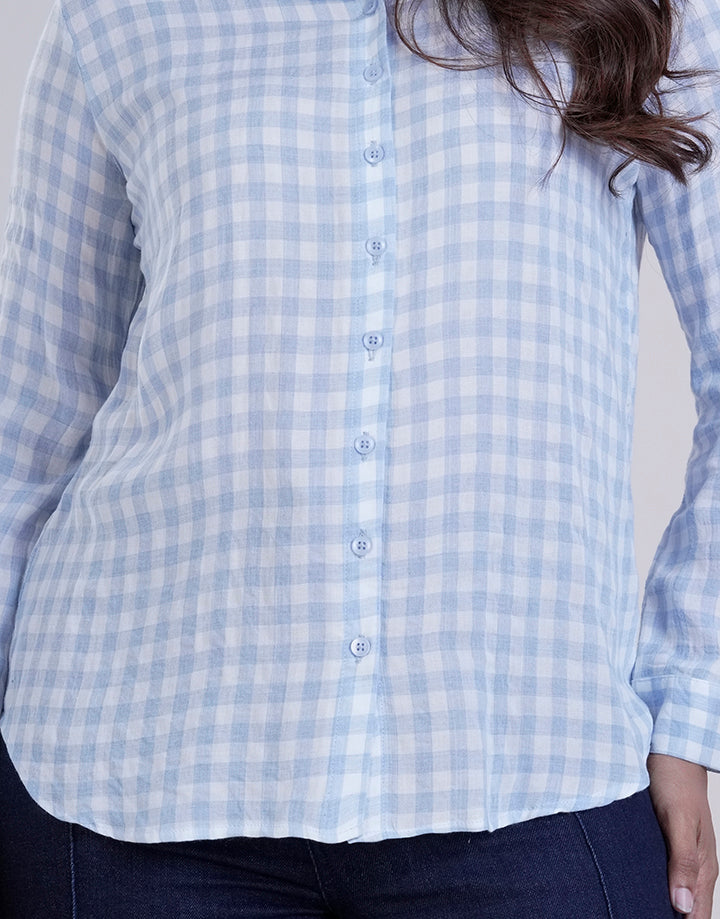 Checked Long Sleeve Blouse