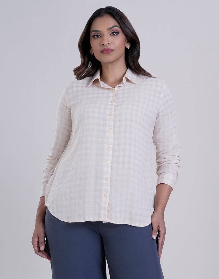 Checked Long Sleeve Blouse