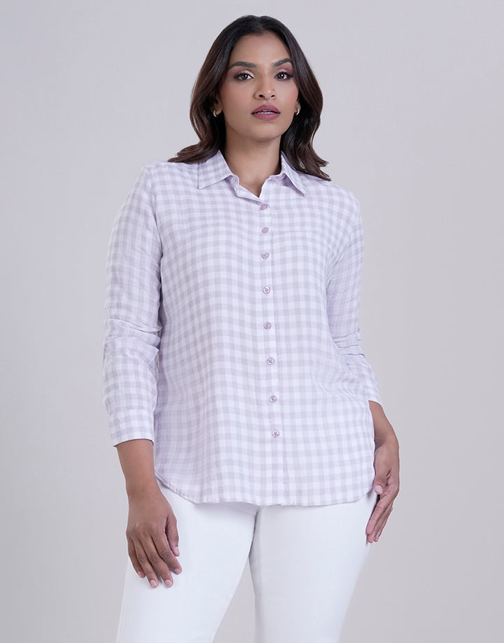 Checked Long Sleeve Blouse