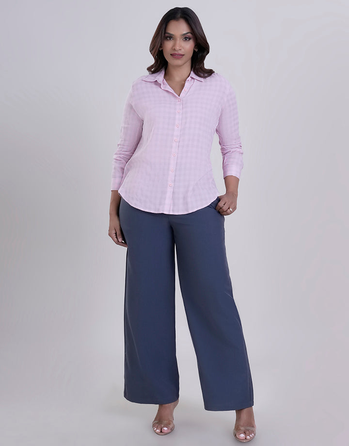 Checked Long Sleeve Blouse