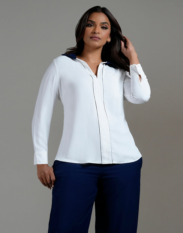 Contrast Piping with Long Sleeve Top