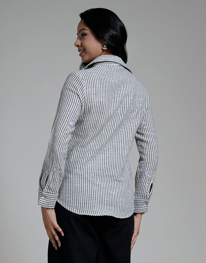 Embroidered Button Down Blouse