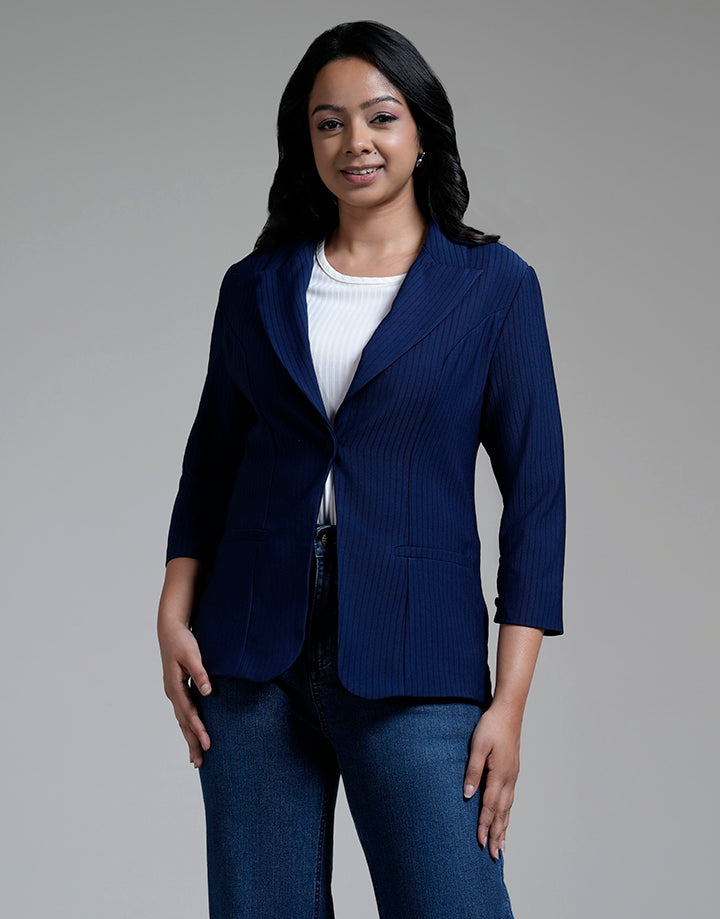 Lapel Collar Blazer with Welt Pockets
