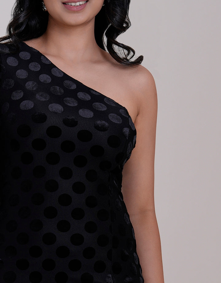 One Shoulder Puff Sleeve Dress