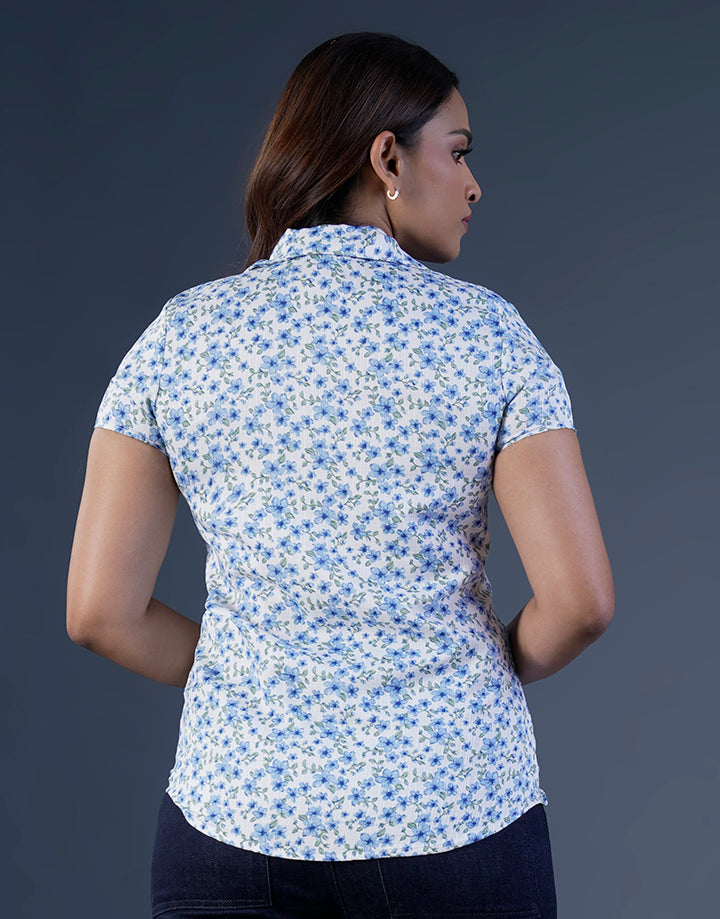 Printed Blazer Collared Blouse
