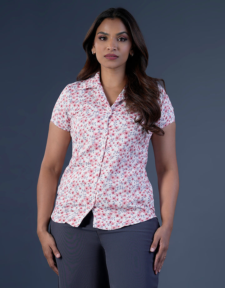 Printed Blazer Collared Blouse