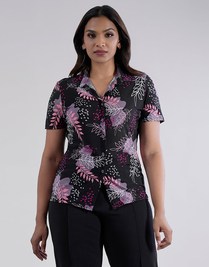 Printed Short Sleeve Blouse