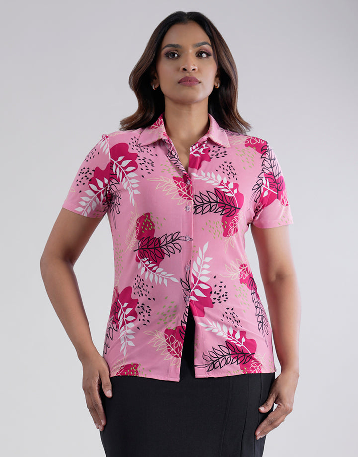 Printed Short Sleeve Blouse