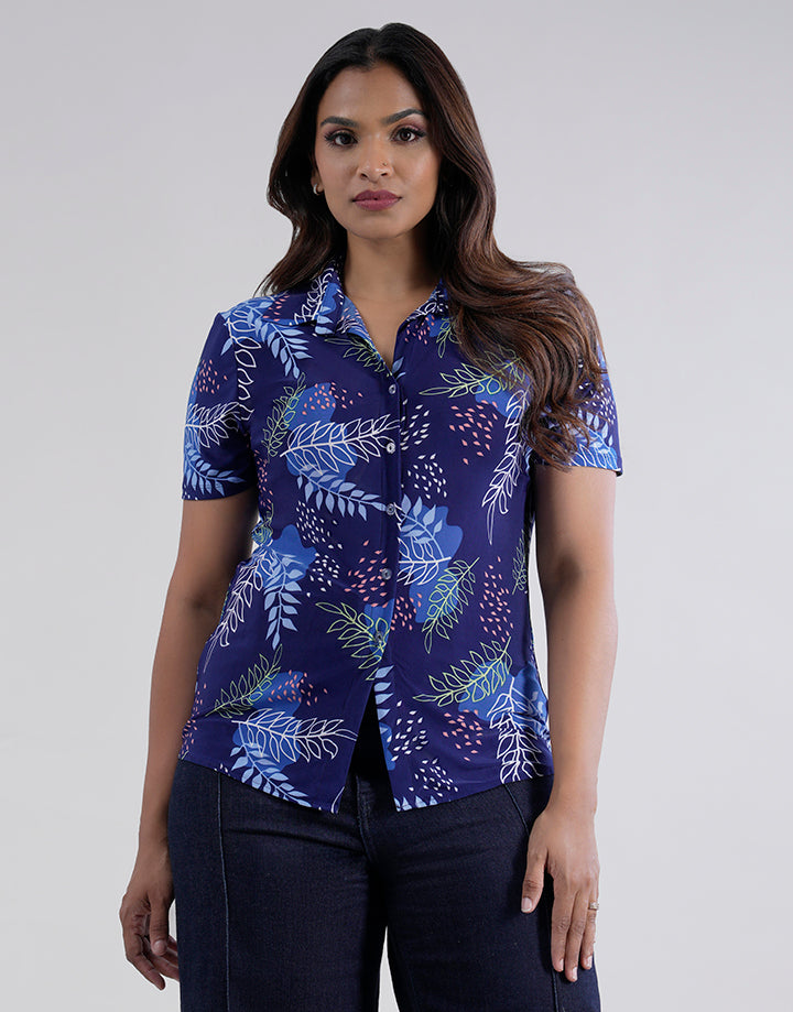 Printed Short Sleeve Blouse