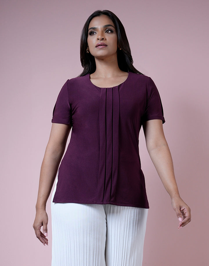 Short Sleeve Front Pleat Top