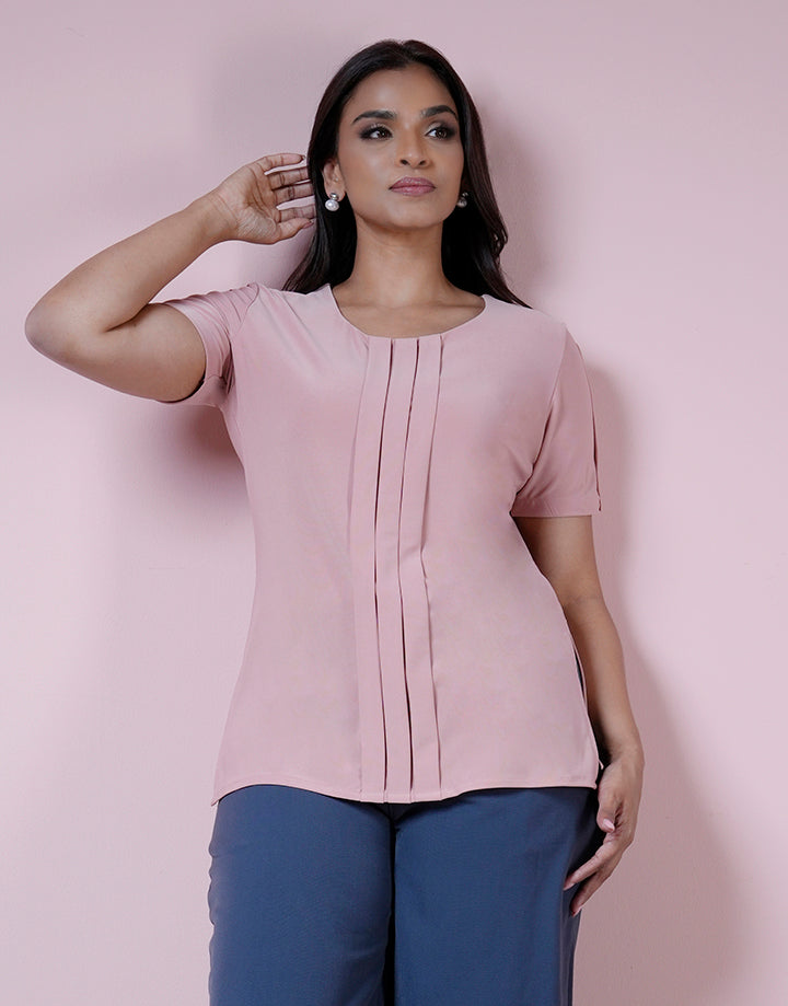Short Sleeve Front Pleat Top