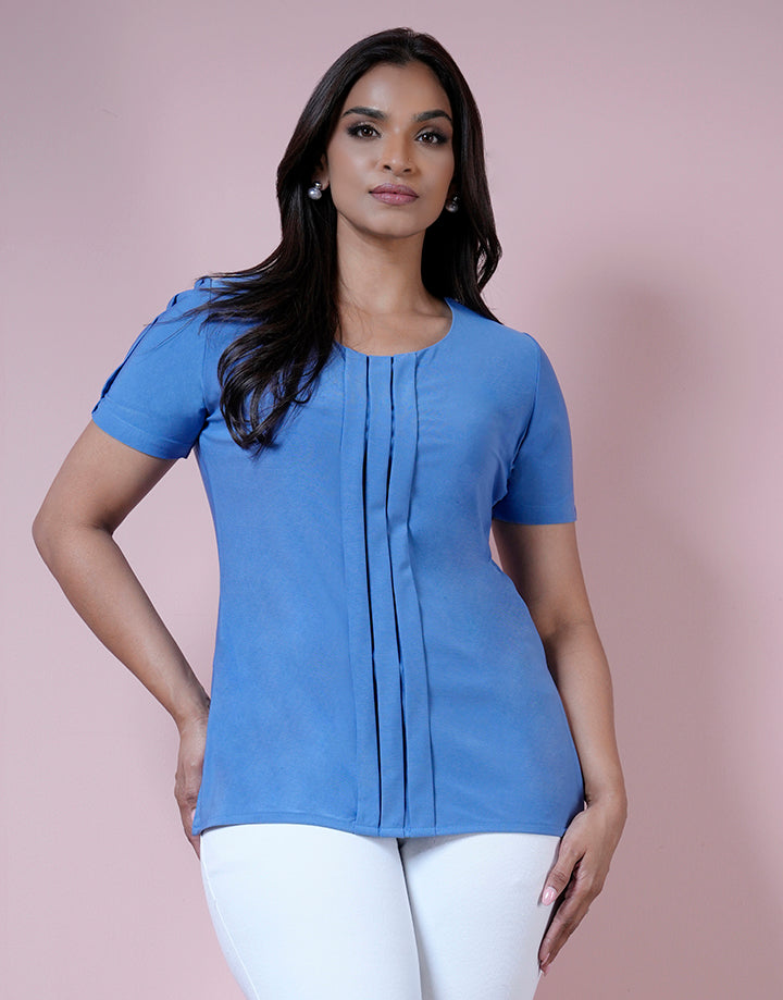 Short Sleeve Front Pleat Top