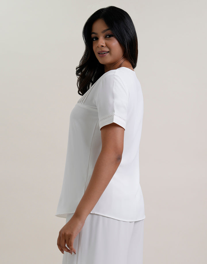 Short Sleeve Top with Pintuck Detail