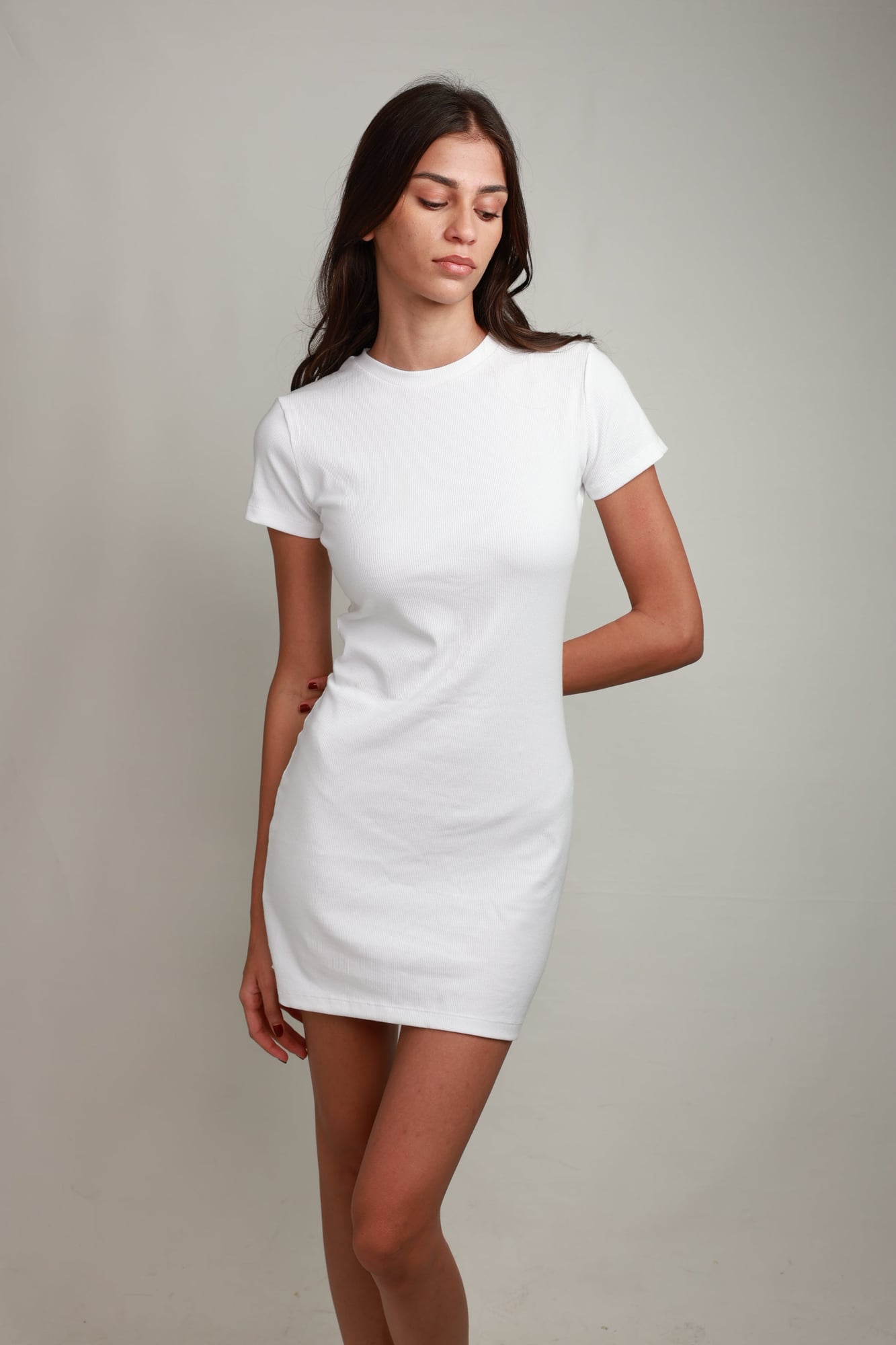 Zahra Short-Sleeve Mini Dress – Snowfall White