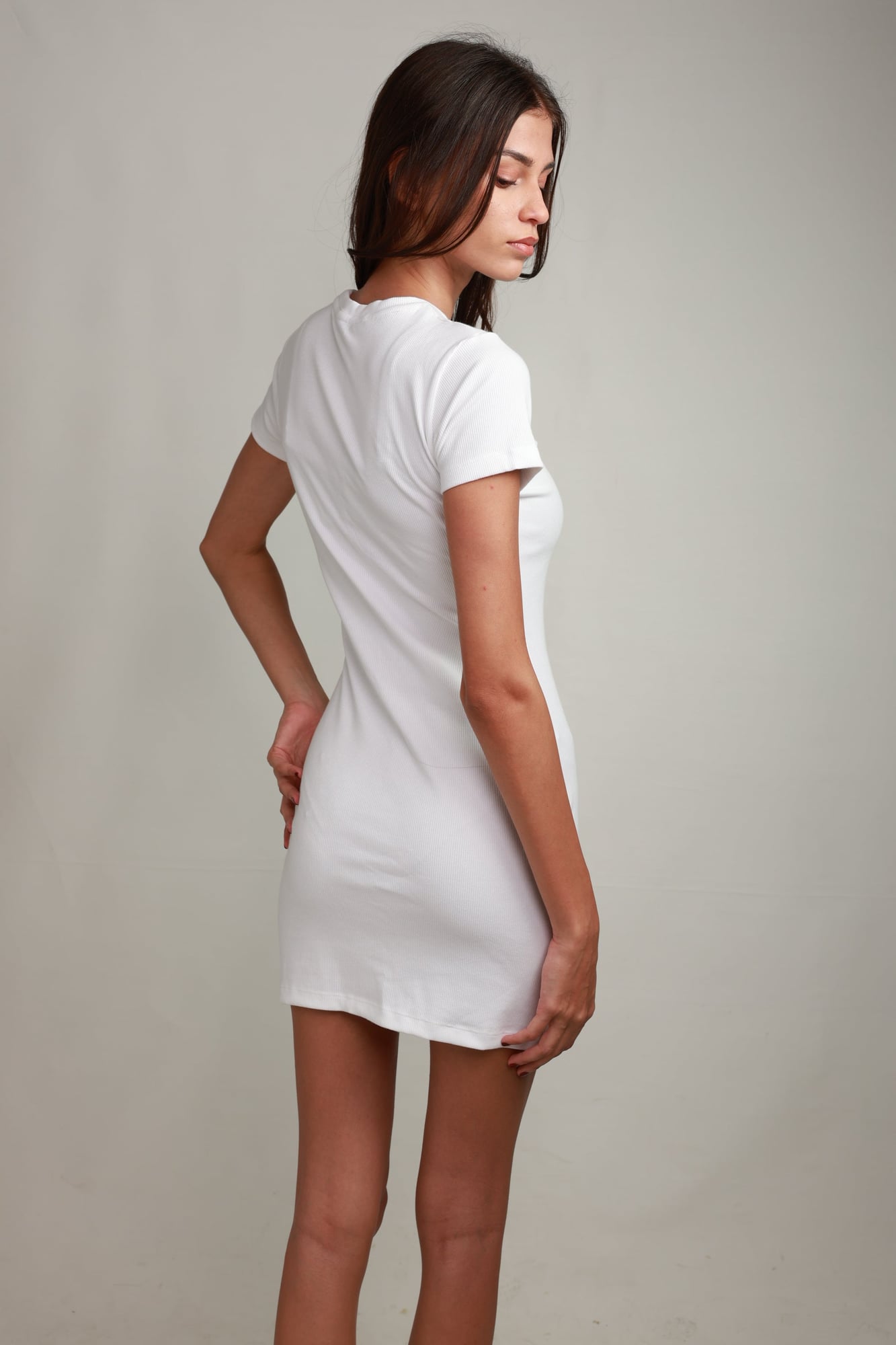 Zahra Short-Sleeve Mini Dress – Snowfall White