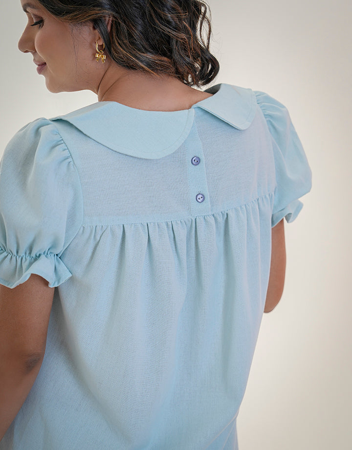 Peter Pan Collared Puff Sleeve Dress