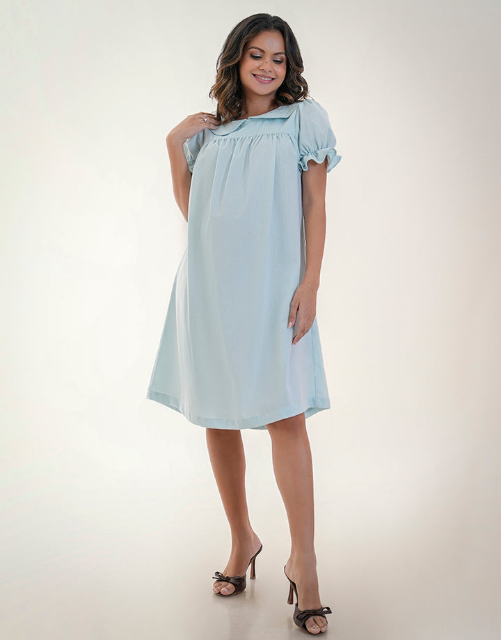 Peter Pan Collared Puff Sleeve Dress