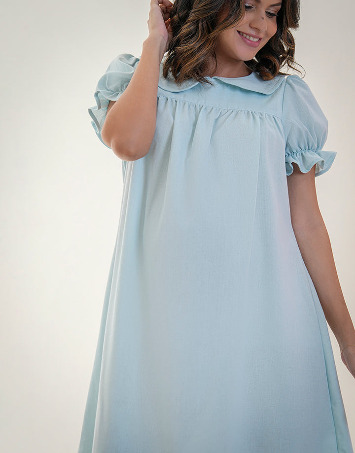 Peter Pan Collared Puff Sleeve Dress