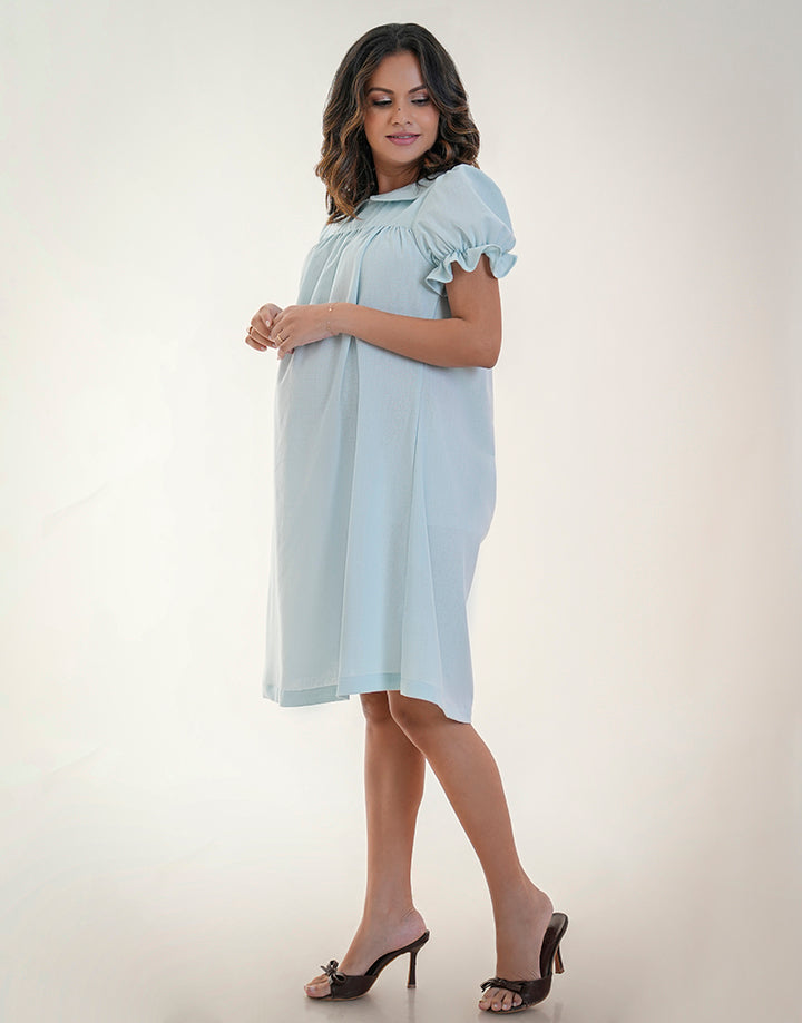 Peter Pan Collared Puff Sleeve Dress
