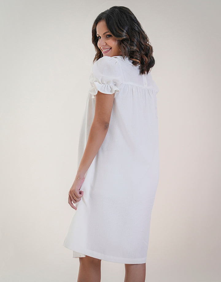 Peter Pan Collared Puff Sleeve Dress