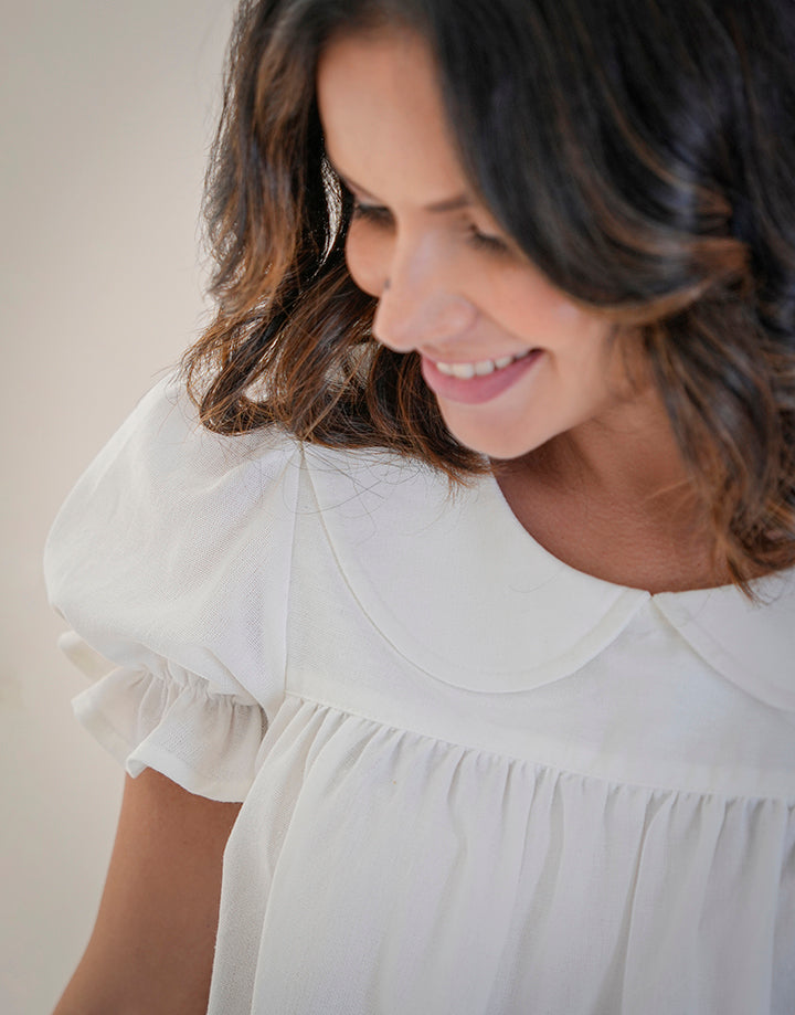 Peter Pan Collared Puff Sleeve Dress