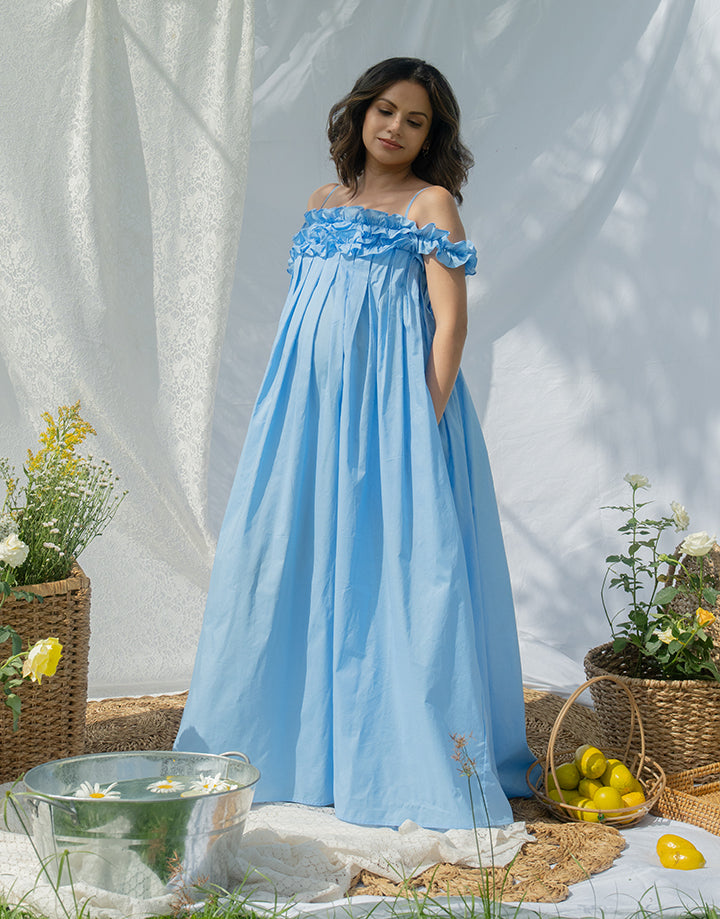 Ruffled Detail Maternity Dress