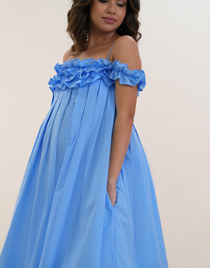 Ruffled Detail Maternity Dress