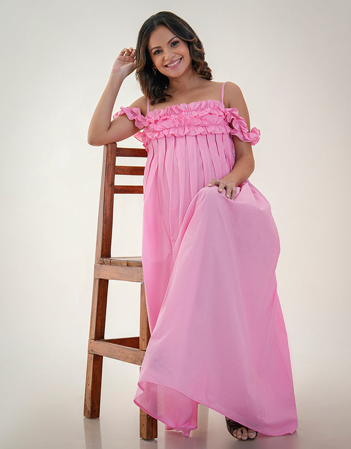 Ruffled Detail Maternity Dress