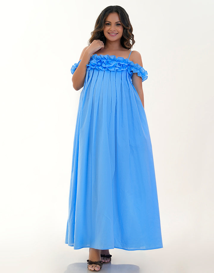 Ruffled Detail Maternity Dress