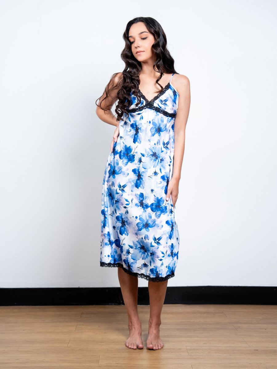 Gigi – Midi Gown in Blue Floral Multi 4