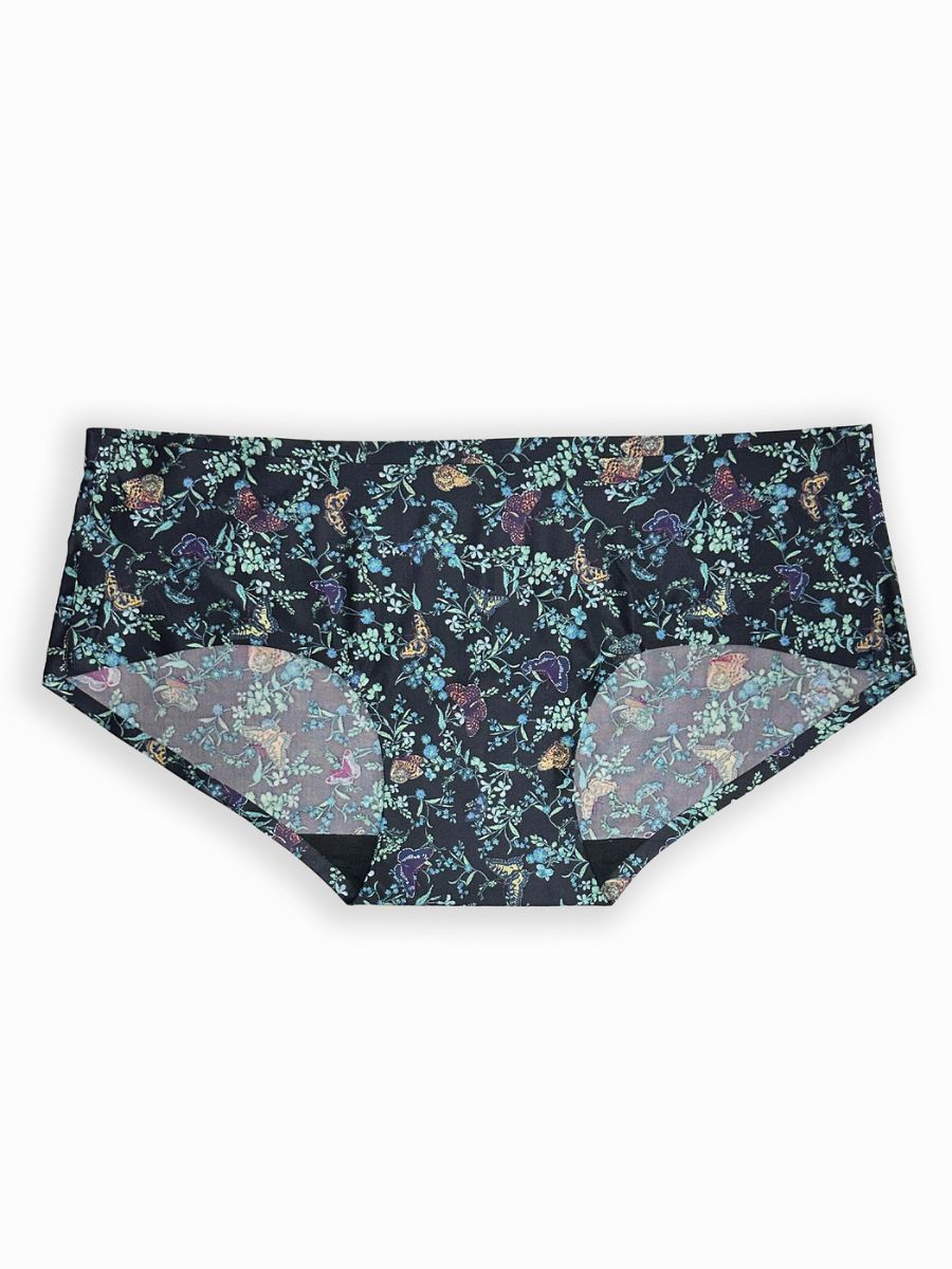 Floral-patterned underwear on a white background