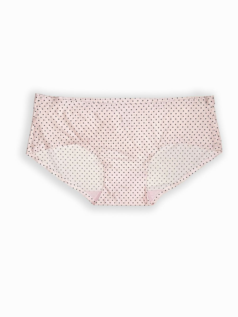 Pink polka dot underwear on a white background