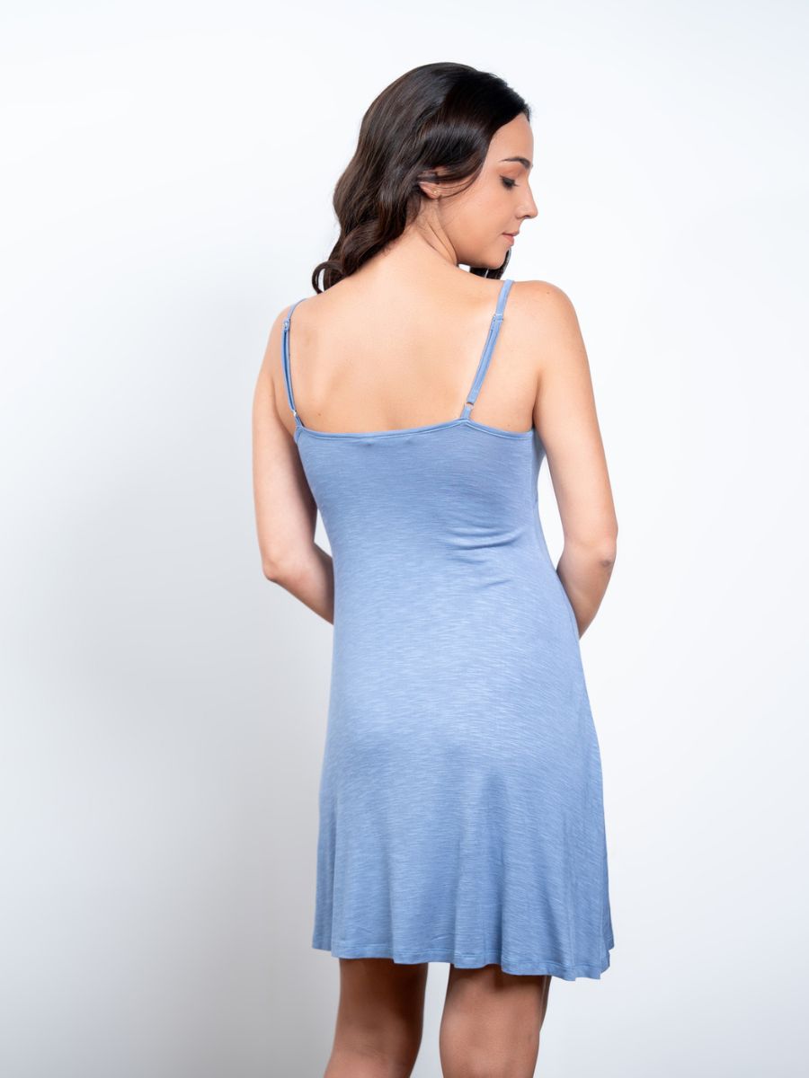 Nelly – Chemise with Lace in Stone Wash Blue 2