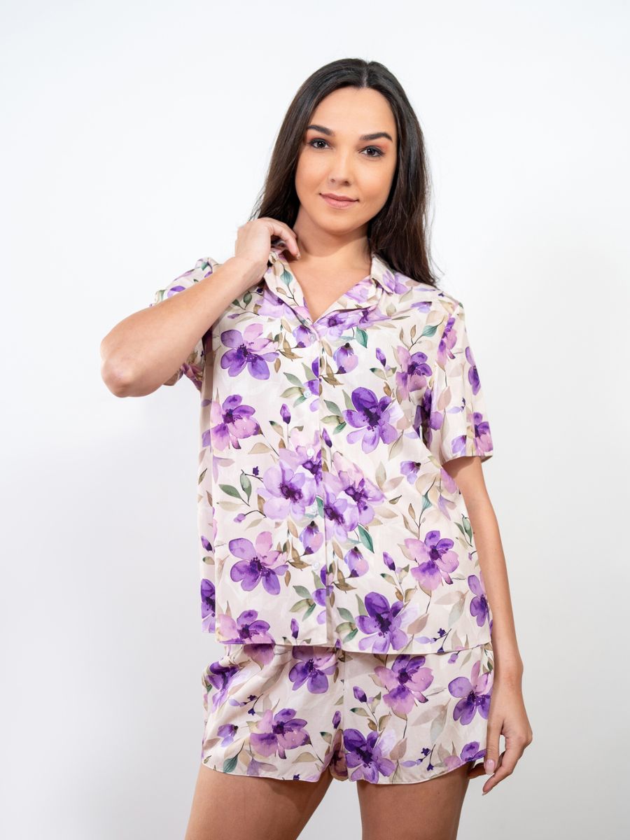 Valarie S/S Classic SPJ Set in Lilac Floral Multi 1