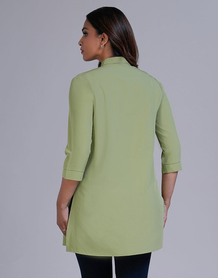 3/4 Sleeve Half Placket Collar Kurta
