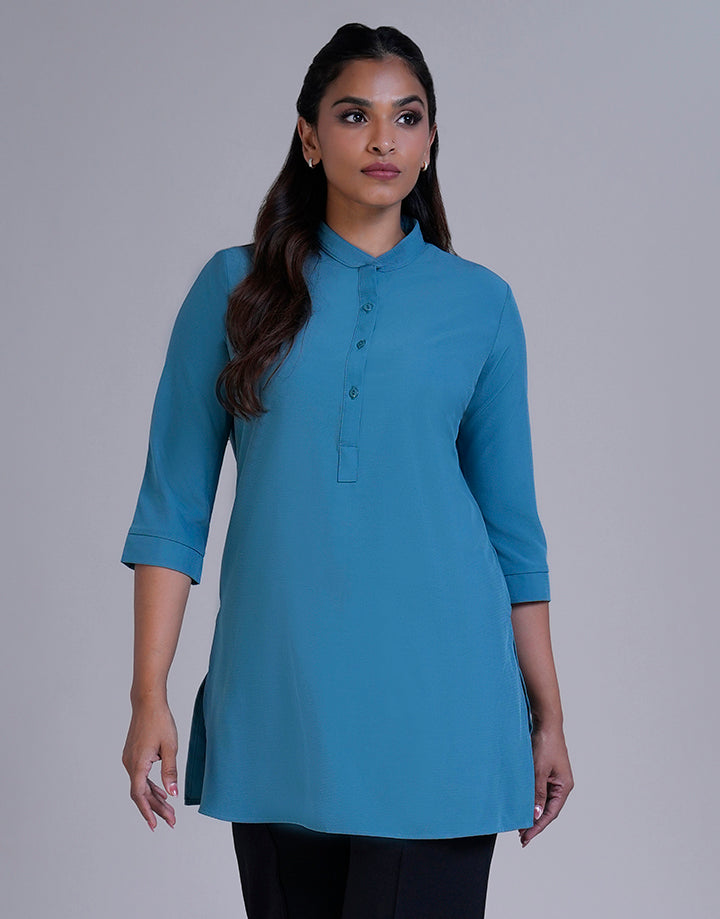3/4 Sleeve Half Placket Collar Kurta