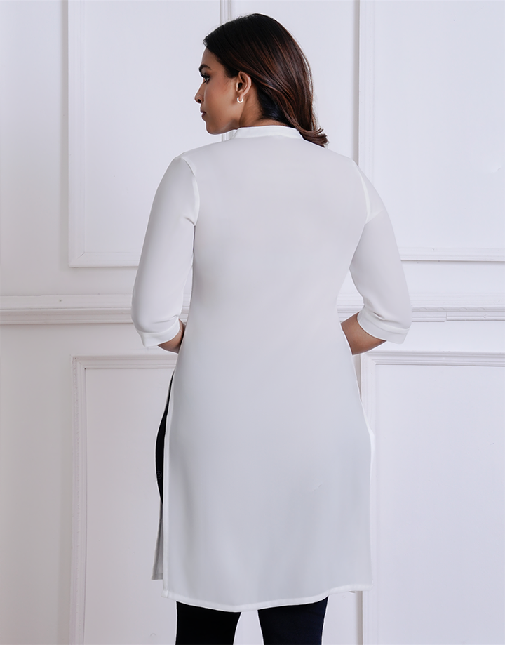 3/4 Sleeve Half Placket Pintuck Kurta