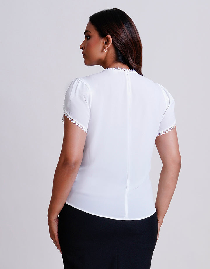 Pleated Neck with Tulip Sleeve Top