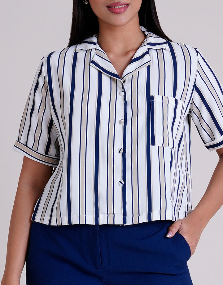 Cuban Collared Button Down Crop Top