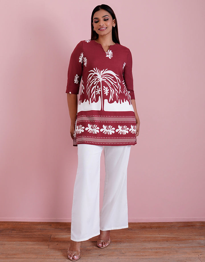 3/4 Sleeve Split Neck Kurta