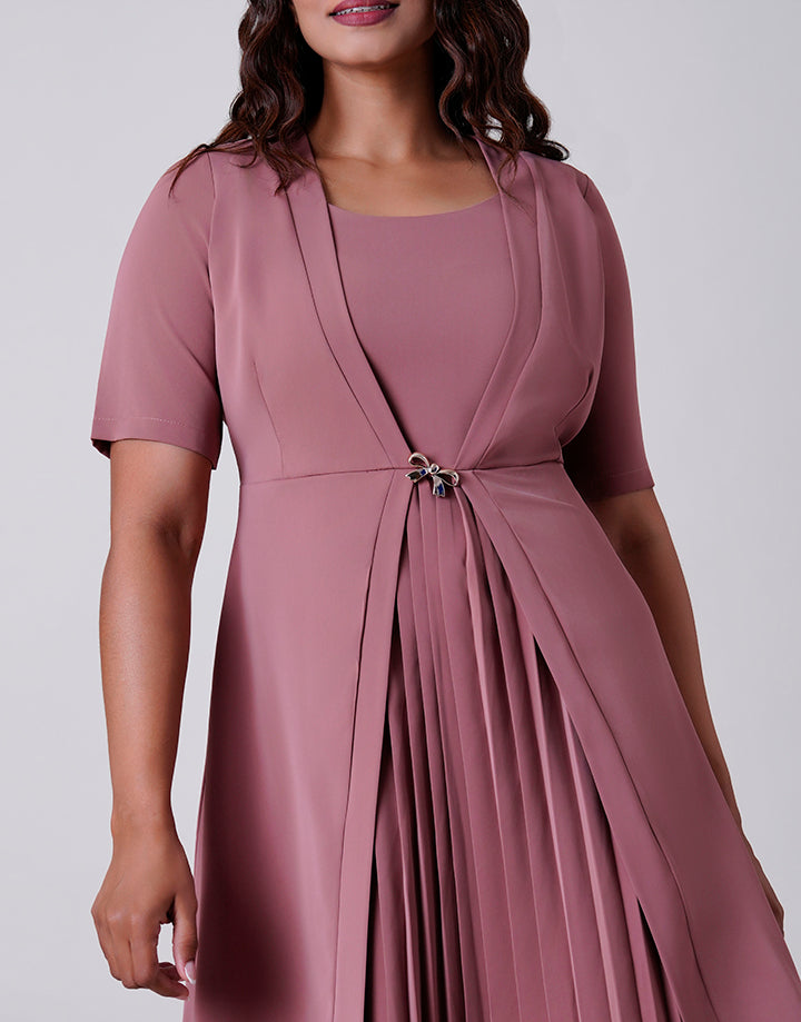 Formal Pleated Dress with Embellishment